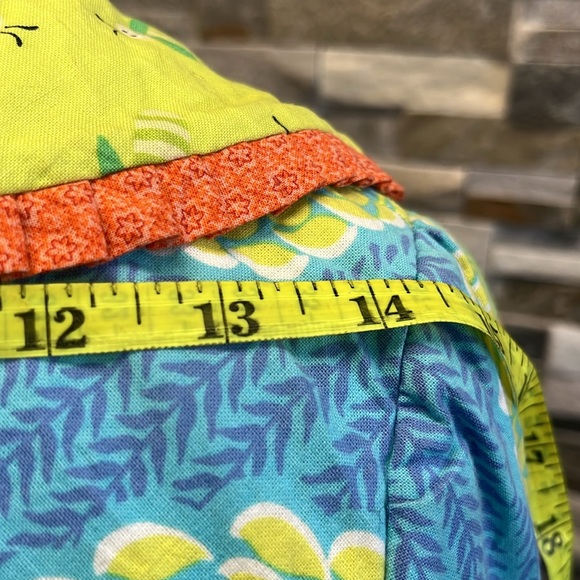 Floral Blue and Yellow Women's Coat - Picture 8 of 13